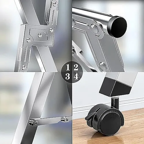 Vista 8 de Estante de secado de ropa de acero inoxidable con ruedas, 95 pulgadas, resistente, plegable y extensible