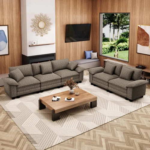 Vista 36 de Sofá Seccional Modular Individual de 53.5", Sillón de Pana Suave y Afelpada con Asiento Profundo Cómodo y Brazos Removibles para Sala de Estar