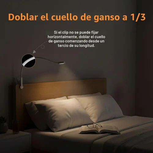 Vista 4 de LEPOWER Luz de clip, lámpara de lectura de libros para escritorio, cabecera Blanco