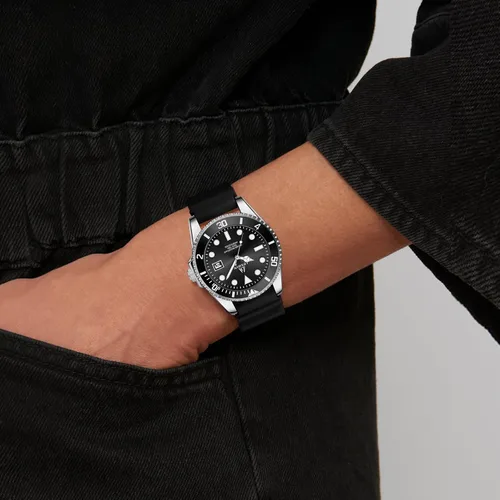 Vista 8 de LN LENQIN Relojes para hombre, reloj impermeable de acero inoxidable para A5-LN-0548-Plata Negro