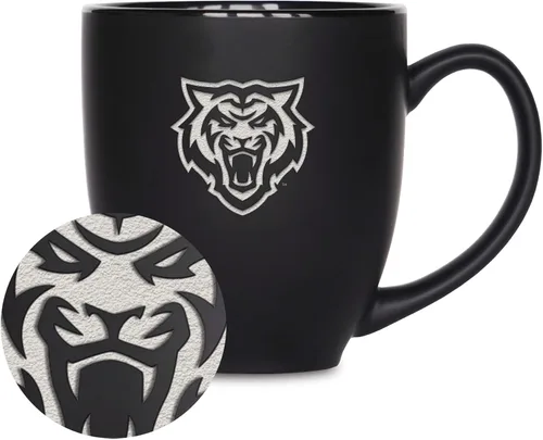 Vista 375 de Rico Industries - Taza de cerámica mate negra con grabado láser estándar de 15oz para NCAA (escuelas T & U) - Para bebidas calientes o frías