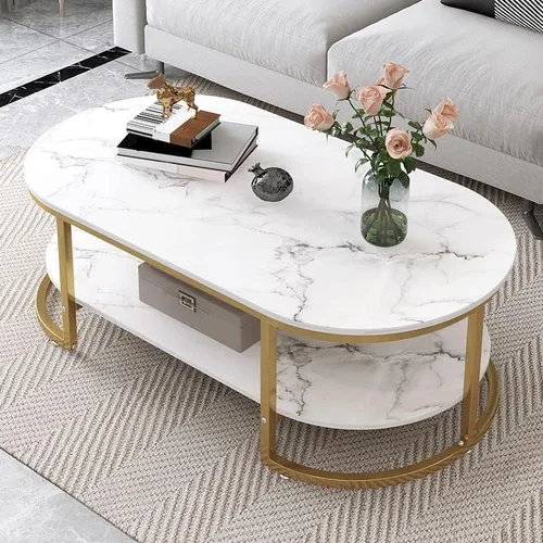 Vista 9 de Mesa auxiliar, moderna y ovalada, mesa de centro minimalista de madera para sala de estar, almacenamiento gris oscuro incluido, 39.5 pulgadas