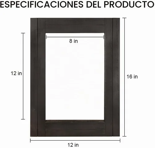 Vista 4 de Espejo de pared rectangular para baño, decoración de madera blanca envejecida con cuerda para colgar para decoración rústica del hogar, tocador