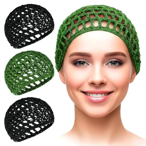 Vista 10 de KETAR 4 redes para el cabello para dormir, 5.5 x 7, gorra de malla viscosa Red para el cabello para prensa de seda; suave y cómoda para un uso