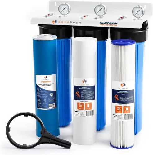 Vista 12 de Aquaboon Sistema de filtro de agua de 3 etapas para toda la casa, filtros de polipropileno y sedimentos para heridas de cuerda para agua de pozo