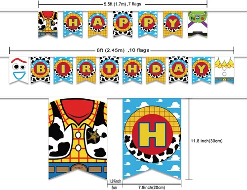 Vista 2 de Toy Story - Cartel de cumpleaños para niños, cartel inspirado en historias para decoraciones y suministros de fiesta, telón de fondo para interiores