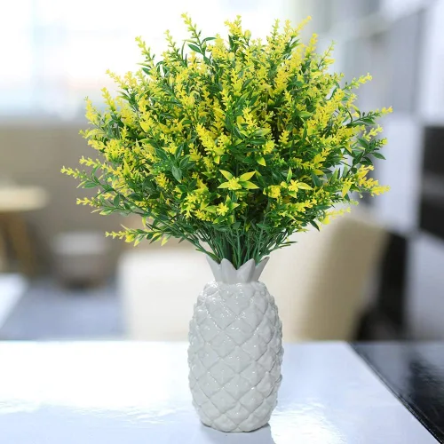 Vista 6 de GREENRAIN 8 ramilletes de flores artificiales de lavanda 3#amarillo