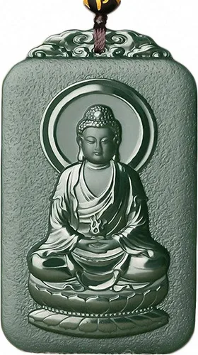 Vista 7 de China Natural Hetian Green Jade Nefrita tallado Zodiaco Protector Deidad Colgante Amuleto