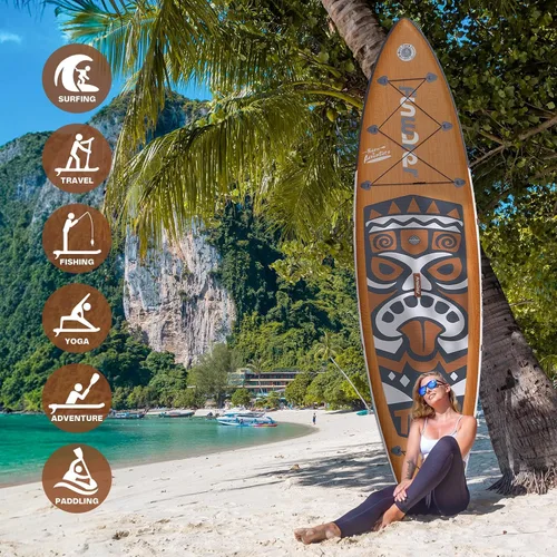 Vista 8 de FunWater Inflatable Stand Up Paddle Board with Beginners SUP Accessories 10'6'' SUP,Anti-Slip EVA Deck,200-450lbs Capacity/Big Fin，Inflatable
