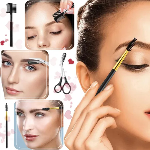 Vista 4 de ONEUPIN Kit de recortadora de cejas 12 en 1, herramienta multiusos para dermaplaning exfoliante, tijeras de cejas, maquinilla de afeitar de cejas