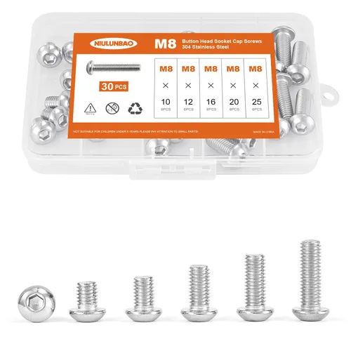 Vista 11 de Tornillos de cabeza de botón M3 x 4 mm, 6 mm, 8 mm, 10 mm, 12 mm, tornillos de cabeza de botón, acero inoxidable 304, totalmente roscado, unidad