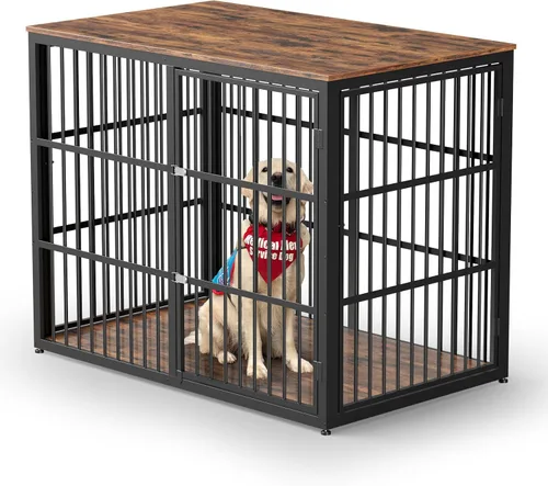 Vista 16 de Lyromix Mueble de jaula para perros de 27 pulgadas con 3 puertas, mesa auxiliar de madera resistente para perros pequeños, múltiples unidades se