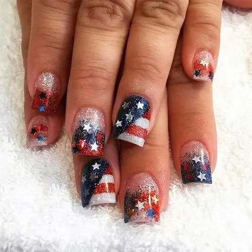 Vista 8 de Uñas postizas a presión medianas con diseño geométrico blanco almendra – 24 uñas postizas reutilizables de ABS brillante, fácil de aplicar, juego