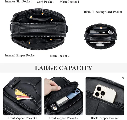Vista 4 de BAIGIO Men's Genuine Leather Shoulder Bag Messenger Briefcase CrossBody Handbag Satchel Travel bag