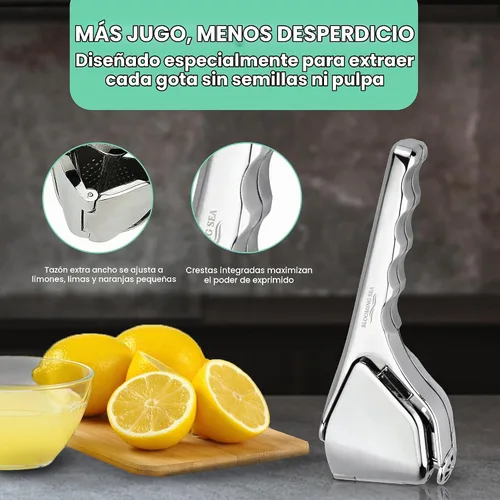 Vista 3 de Exprimidor de limón: exprimidor de cítricos compacto y resistente con mango ergonómico y filtro integrado, exprimidor manual de calidad premium