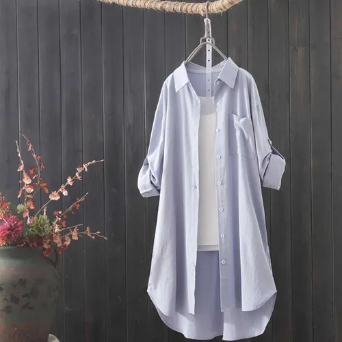 Vista 44 de Long Sleeve Shirts for Women Spring Summer Dressy Casual Button Down Plus Size Tops Office Work Blouses