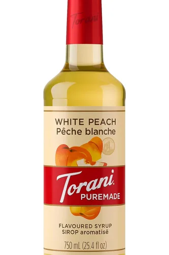Vista 6 de Torani Puremade - Jarabe, sabor melocotón blanco, botella de vidrio, sabores naturales, 25.4 onzas líquidas 25.4 onzas líquidas