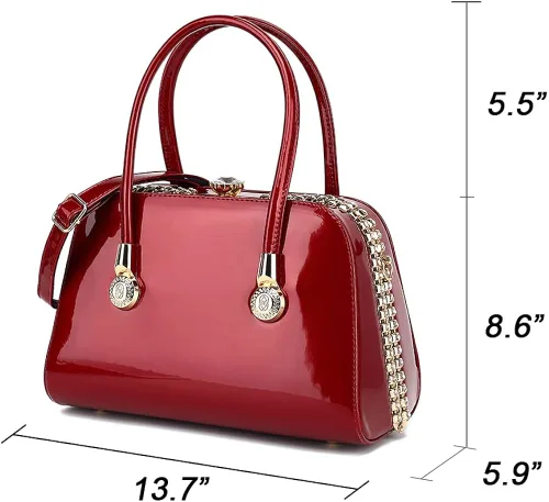 Vista 2 de Style Strategy - Bolsos de charol para mujer asa superior con cierre de beso bolsos cruzados para mujer