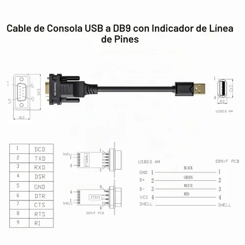 Vista 5 de Adaptador USB a RS232 de 12 pies con chipset FT232RL, cable serie USB 2.0 hembra compatible con Windows 11,10, 8, 7, Vista, XP, 2000, Linux y Mac