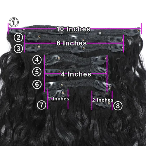 Vista 4 de Extensiones de cabello ondulado con clip, rizado natural, 100% cabello humano brasileño sin procesar, para mujeres negras (12 pulgadas)