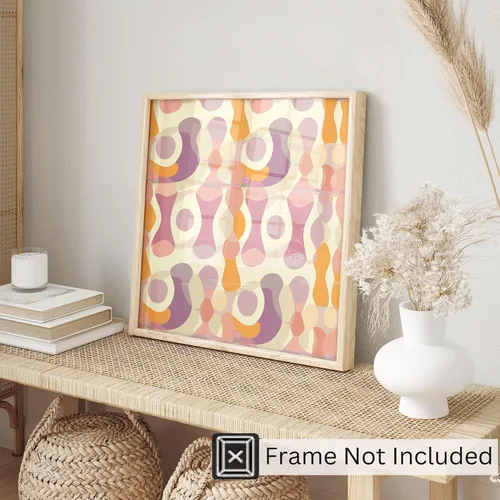 Vista 3 de Ethan Taylor Abstract Wall Art Prints Unframed Square Posters 'Retro 70s Hippie Groovy Pattern IX' Retro Home Décor for Living Room, Bedroom