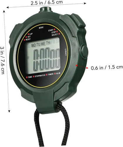 Vista 2 de Alasum Cronómetro deportivo digital portátil con fecha multifunción para entrenamiento de fitness y uso de gimnasio y fácil operación
