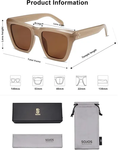Vista 5 de SOJOS Fashion Oversized Square Cat Eye Polarized Sunglasses for Women Trendy Cateye Style Womens Sunglasses SJ2179