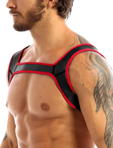 Vista 2 de ACSUSS Arnés ajustable de neopreno para hombre, correa de hombro, protector de músculos, ropa de club