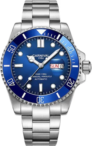 Vista 7 de PASOY Reloj automático para hombre, luminoso, Tourbillon, mecánico, con bisel giratorio, cristal de zafiro, impermeable, acero inoxidable, relojes