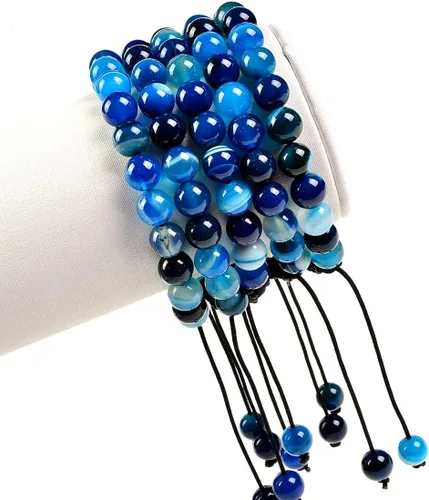 Vista 2 de Massive Beads - Pulsera de cuentas de cristales de macramé con poder curativo natural, unisex, ajustable, 516 pulgadas (8 mm)