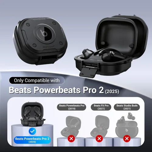 Vista 2 de PROfezzion Funda para Beats Powerbeats Pro 2 con cerradura, resistente Negro azabache