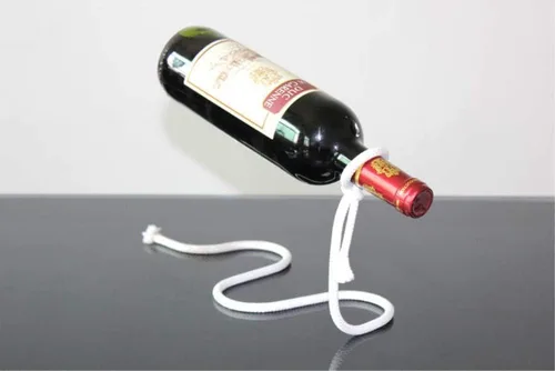 Vista 7 de Fantasee Soporte de vino con cadena colgante, soporte mágico de acero inoxidable, soporte para botellas de vino, regalo novedoso para decoración