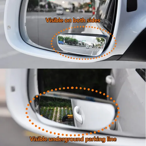 Vista 3 de Espejo de punto ciego, lente convexa de vidrio HD redondo largo sin marco, espejos retrovisores, accesorios exteriores con gran angular ajustable