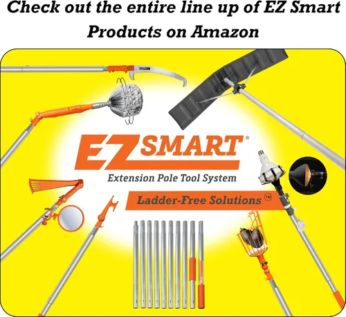 Vista 8 de EZ Smart Mini herramienta de limpieza de canalones de rastrillo accesorio de cabezal pivotante para canalones, techos y protectores de canalones, se