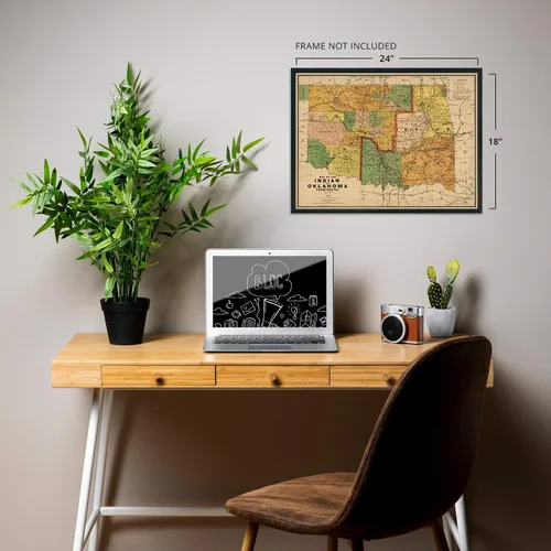 Vista 4 de HISTORIX Póster vintage de 1892 con mapa de los territorios indios y de Oklahoma, 18 x 24 pulgadas