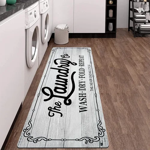 Vista 7 de Pauwer - Alfombra de cocina estilo granja, 20"X48", beige, antideslizante, lavable, hecha a máquina Goma, lavable, duradero, fácil de limpiar