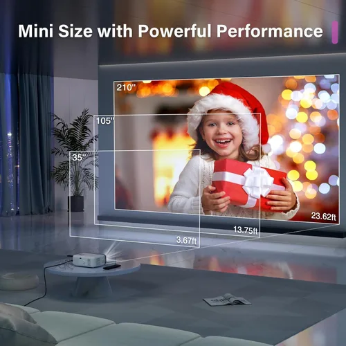 Vista 6 de Mini Proyector, VOPLLS 1080P Full HD WiFi Bluetooth Proyector Portátil, Proyector de Video de Cine en Casa al Aire Libre, 50% Zoom, Compatible