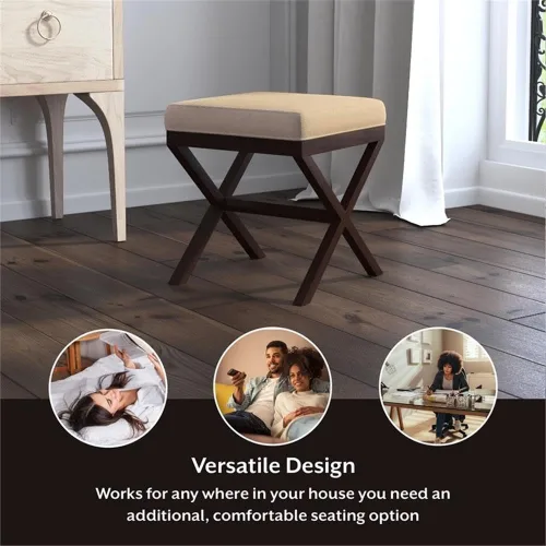 Vista 6 de Hillsdale Morgan - Taburete tapizado sin espalda para sala de maquillaje o baño, color espresso