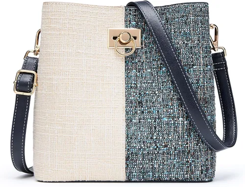 Vista 15 de KALIDI Bolsos cruzados para mujer de cuero vegano Bolso de hombro de moda con múltiples bolsillos Beige