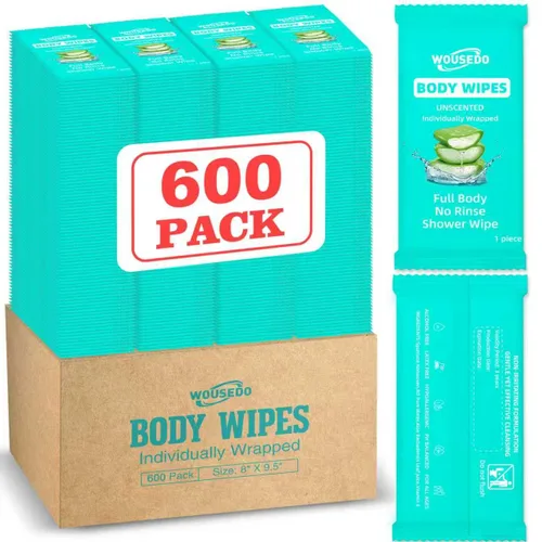 Vista 9 de Paquete de 300 toallitas corporales envueltas individualmente (8 x 9.5 pulgadas), toallitas de ducha sin enjuague para adultos, viajes, gimnasio
