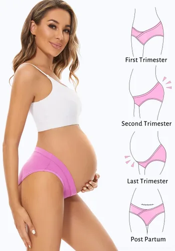 Vista 4 de Molasus Cotton Crossover Maternity Underwear Under Bump Pregnancy Bikinis Panties