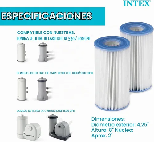 Vista 4 de INTEX 29002E - Cartucho de filtro de piscina tipo A: para bombas de filtro INTEX, fácil de limpiar, papel Dacron, filtración eficiente, paquete