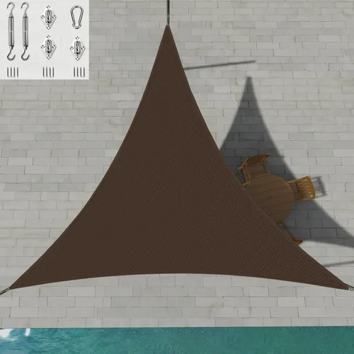 Vista 7 de Patio Paradise - Toldo parasol beige de 2 x 2 x 2 pies con kit de herrajes de 6 pulgadas, toldo triangular equilátero, tela duradera