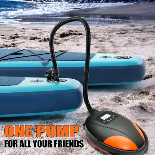 Vista 6 de furein Bomba de aire SUP de alta presión de 20 PSI, bomba eléctrica de tabla de remo con apagado automático, función de inflado y desinflado