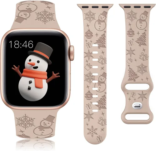 Vista 8 de W-RARA Correa grabada de Halloween compatible con Apple Watch Band de 1.496 in 1.575 in 1.614 in 1.654 in 1.732 in 1.772 in 1.929 in para mujeres