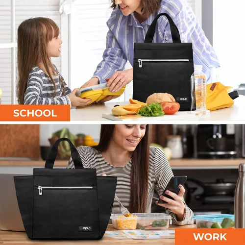 Vista 6 de opux Bolsa de almuerzo tipo tote para mujeres, lonchera aislada tipo tote para niñas, niños, adultos, escuela y trabajo, bolsa de almuerzo
