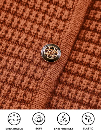 Vista 8 de PRETTYGARDEN Suéteres tipo cárdigan con frente abierto para mujer, con botones, manga larga, casual, lindas, de punto, con bolsillos
