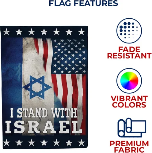 Vista 5 de Bandera de jardín I Stand with Israel de 12.5 x 18 pulgadas, bandera de doble cara para Israel, América Israel Friendship, bandera de Israel judía