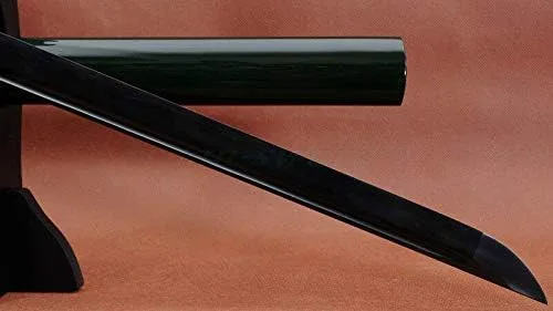 Vista 7 de Espada ninja samurai japonesa GLW de 41 pulgadas hecha a mano de acero negro con hoja afilada
