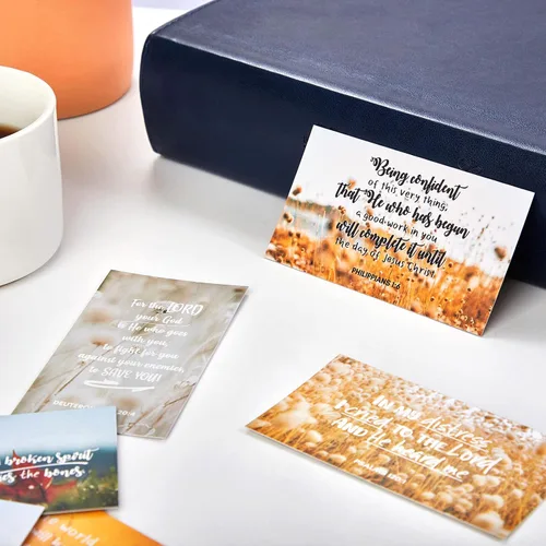 Vista 8 de BRYTEFY 100 mini tarjetas de oración en tono tierra para mujeres y hombres, tarjetas motivacionales religiosas a granel con escritura inspiradora